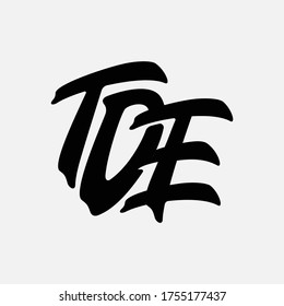 Initial letter TDE, TED, DET, DTE, ETD or EDT overlapping, interlock, monogram logo, black color on white background