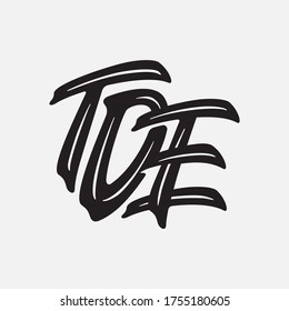 Initial letter TDE, TED, DET, DTE, ETD or EDT overlapping, interlock, monogram logo, black color on white background