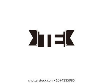 Initial letter te black ribbon logo design