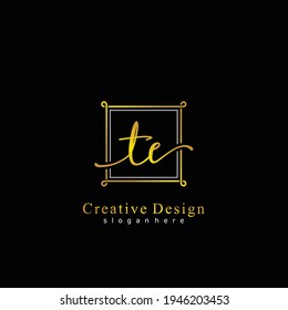 Initial letter TE calligraphy handwritten logo. Handwritten alphabet in the logo template. Letters and Alphabet for your logo design.