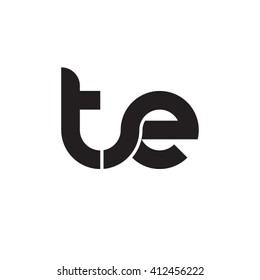 Initial Letter Te Linked Round Lowercase Monogram Logo Black