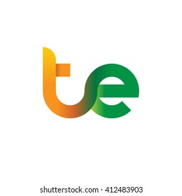 initial letter te linked round lowercase logo orange green