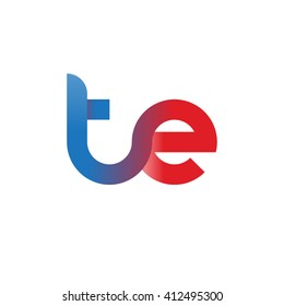 initial letter te linked round lowercase logo blue red