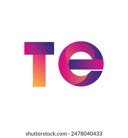 Initial Letter TE Logo Lowercase, magenta and orange, Modern and Simple Logo Design