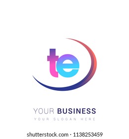 initial letter TE logotype company name, coloreful and swoosh design. vector logo for business and company identity.