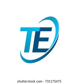 initial letter TE logotype company name colored blue swoosh design concept. vector logo for business and company identity.