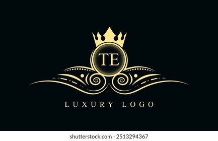 Initial letter TE luxury logo design. TE Luxurious Royal golden Logo design