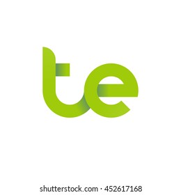 initial letter te modern linked circle round lowercase logo green