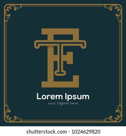 initial letter te vintage style