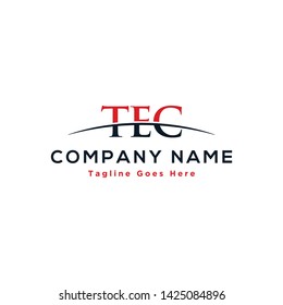 Initial letter TEC, overlapping movement swoosh horizon logo company design inspiration in red and dark blue color vector