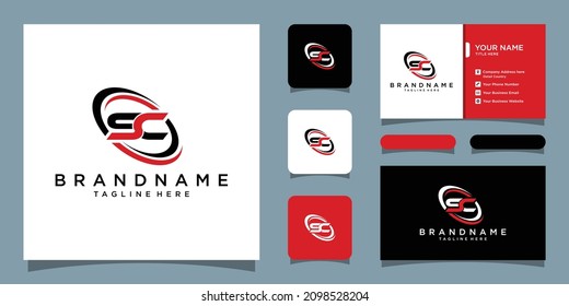 Initial letter template SC logo or CS logo in a circle with business card design template