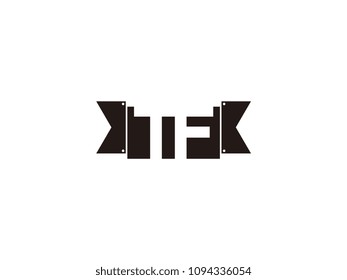 Initial letter tf black ribbon logo design