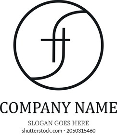 Initial letter tf or ft minimal line logo vector design template