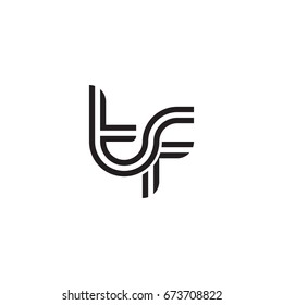 Initial letter tf, linked outline rounded lowercase, monogram black