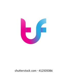 initial letter tf linked round lowercase logo pink blue purple