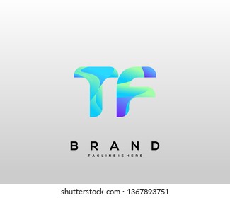 Initial letter TF logo with colorful background, letter combination logo design for creative industry, web, business and company. - Vector