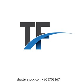 initial letter TF logotype company name colored blue and grey swoosh design. vector logo for business and company identity.
