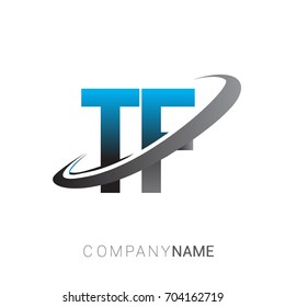 initial letter TF logotype company name colored blue and grey swoosh design. logo design for business and company identity.