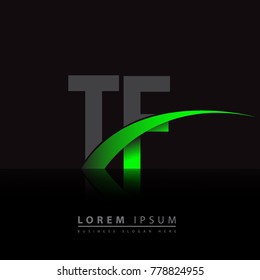 initial letter TF logotype company name colored green and black swoosh design. vector logo for business and company identity.
