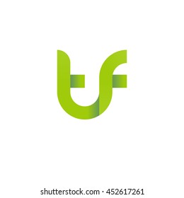 initial letter tf modern linked circle round lowercase logo green
