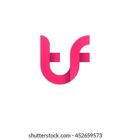 initial letter tf modern linked circle round lowercase logo pink