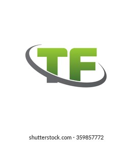 initial letter TF swoosh ring company logo green gray