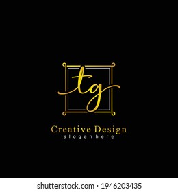 Initial letter TG calligraphy handwritten logo. Handwritten alphabet in the logo template. Letters and Alphabet for your logo design.