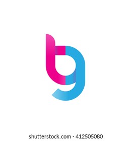initial letter tg linked round lowercase logo pink blue purple