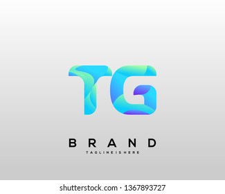 Initial letter TG logo with colorful background, letter combination logo design for creative industry, web, business and company. - Vector