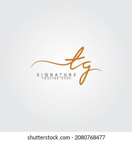 Initial Letter TG Logo - Hand Drawn Signature Logo