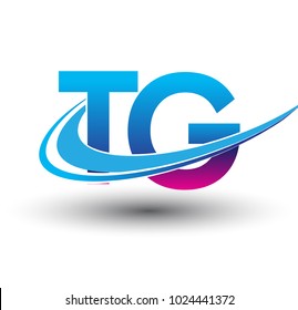 initial letter TG logotype company name colored blue and magenta swoosh design. vector logo for business and company identity.
