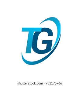 initial letter TG logotype company name colored blue swoosh design concept. vector logo for business and company identity.