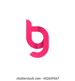 initial letter tg modern linked circle round lowercase logo pink