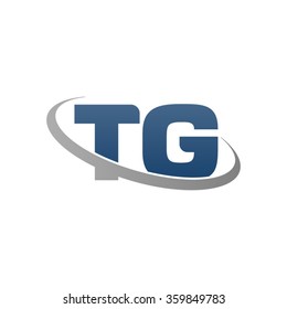 initial letter TG swoosh ring company logo blue gray