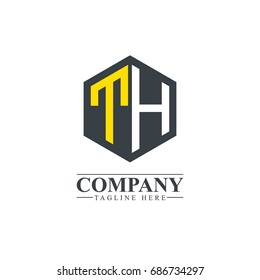 Initial Letter TH Hexagonal Design Logo