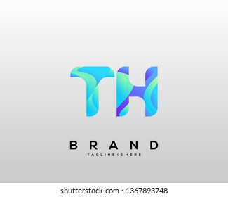 Initial letter TH logo with colorful background, letter combination logo design for creative industry, web, business and company. - Vector