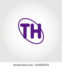 initial letter th logo purple on white background