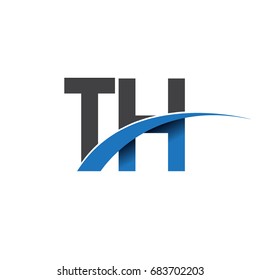 initial letter TH logotype company name colored blue and grey swoosh design. vector logo for business and company identity.
