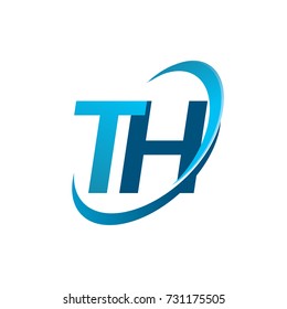 initial letter TH logotype company name colored blue swoosh design concept. vector logo for business and company identity.