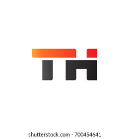 Initial letter TH, straight linked line bold logo, gradient fire red black colors