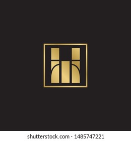 Initial letter th uppercase modern logo design template elements. Gold letter Isolated on black  background. Suitable for business, consulting group company.