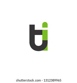 Initial Letter TI Linked Circle Lowercase Logo Black Green Icon Design Template Element - Vector