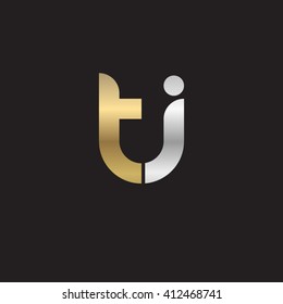 initial letter ti linked round lowercase logo gold silver black background