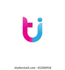 initial letter ti linked round lowercase logo pink blue purple