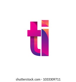 Initial Letter TI Logo Lowercase, magenta and orange, Modern and Simple Logo Design.