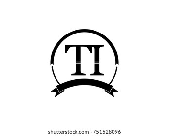 initial letter TI logo monogram retro black