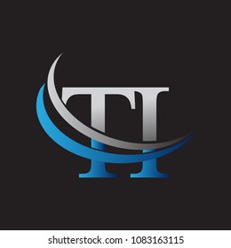 initial letter TI logotype company name colored blue and grey swoosh design. vector logo for business and company identity.