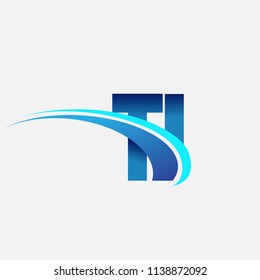 initial letter TI logotype company name colored blue and swoosh design. vector logo for business and company identity.