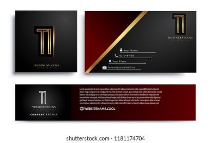 initial letter TI logotype company name colored gold elegant design. Vector sets for business identity on black background.