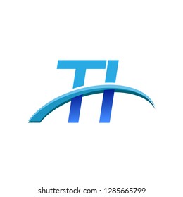 initial letter TI logotype company name colored blue and swoosh design. vector logo for business and company identity.